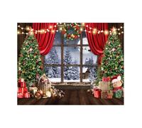 AIIKES Telón de fondo de Navidad de 10 x 8 pies, telón de fondo de fotografía de ventana de Navidad de invierno 12-636