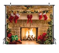 AIIKES - Telón de Fondo Merry Christmas de 3 x 2,4 m, decoración de Fiesta Familiar, telón de Fondo Happy New Year - Tema Chimenea - Fotografía - Banner - Accesorios de Estudio - 11-209