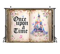 AIIKES Telón de fondo para fotografía de libro de cuento de hadas de 7 x 5 pies, telón de fondo de castillo de color para fiesta de cumpleaños de princesa, telón de fondo de flores, mariposa,