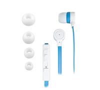 aiino - Funky - Auriculares Universales con Micrófono para iPhone/Samsung/Huawei Smartphone, In-Ear - Blanco/Azul