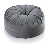 Aiire Puff Gigante de Terciopelo 150x65 cm - Modelos de Puf Salon XXL con Relleno Incluido para Gamer o Decoracion Habitacion Adolescente - Bean Bag Chair o Puffs de Suelo Grandes Gris