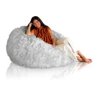 Aiire Puff Gigante Moderno de 120 cm - Puffs XXL de Pelo Largo con Relleno Incluido para Salon o Decoracion Habitacion Juvenil - Bean Bag Chair o Cojin de Suelo Grande Gris