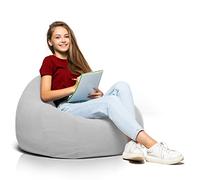 Aiire Puff Infantil con Relleno Incluido - [80x65] Puf Moderno de Diseño para Habitacion Juvenil o Adolescente - Puffs Infantiles XXL para Niños de 10 años o Bean Bag Gamer Gris Claro