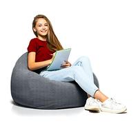 Aiire Puff Infantil con Relleno Incluido - [80x65] Puf Moderno de Diseño para Habitacion Juvenil o Adolescente - Puffs Infantiles XXL para Niños de 10 años o Bean Bag Gamer Gris