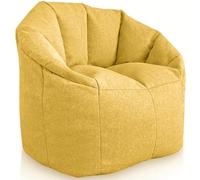 Aiire Sillon Puff Salon de Lujo - [85x85x75] Sofa Puf Moderno en Algodón Premium - Puffs con Relleno Incluido para Adultos o Decoracion Habitacion Juvenil - Bean Bag Chair Infantil XXL Amarillo