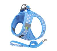 Aiitle - Arnés ajustable para perros y gatos con correa, sin tirones, de malla suave y reflectante, a cuadros, para perros pequeños, cachorros y gatos domésticos, paseos al aire libre, color azul