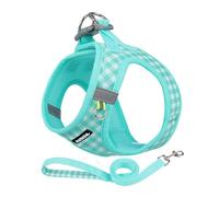AIITLE Arnés antitirones para Mascotas con Correa, Chaleco Acolchado cómodo a Cuadros, Suministros Suaves y Transpirables para Mascotas, para Perros y Gatos pequeños y medianos, Turquesa S