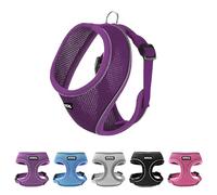 AIITLE Arnés para perro morado sin asfixia con malla de triple capa, cinturón reflectante y ajustable, fácil de poner y quitar para pequinés, schnauzer, duradero para paseos diarios, fiestas (L