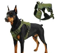 AIITLE Arnés táctico para perros medianos, chaleco de servicio táctico sin tirones con asa y cincha PALS, diseño reflectante ajustable sin asfixia, clips de correa de metal dobles para entrenamiento y
