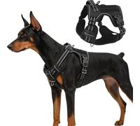 AIITLE Harnés táctico para Perros medianos - Chaleco de Servicio sin tirón con asa y Bandas Pals, diseño Reflectante sin estrangulamiento para Entrenamiento y Paseo, Negro, M