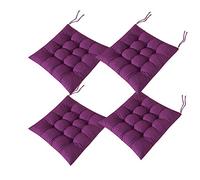 AIITLLYNA - Juego de 4 almohadillas para silla con lazos, cojines para sillas de comedor, jardín, patio, cocina, comedor, 40 x 40 cm (morado oscuro)