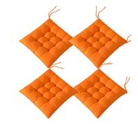 AIITLLYNA - Juego de 4 Almohadillas para Silla con Lazos, Cojines para sillas de Comedor, jardín, Patio, Cocina, Comedor, 40 x 40 cm, Color Naranja