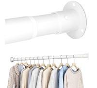 Aiitomg Perchero para armario, montaje en pared, barra para armario extensible, barra para armario, armario, cuarto de lavado, 67-110 cm blanco (diámetro 32 mm)