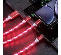 Aiivioll Cable USB LED 3 en 1, cable de carga LED fluido, cable de carga rápida USB de 2 m para teléfono, Android, micro USB, tipo C, smartphone y tableta (rojo 2 m)