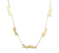 AIJIAO Collar personalizado con varios nombres para mujer, chapado en oro de 18 quilates, joyería de acero inoxidable para ella, 18 Inches, Acero inoxidable chapado en oro de 18 quilates, No es una