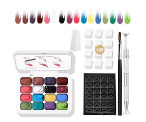 AIJIMEI 16 esmaltes de uñas de gel Ombre, realizando un efecto de regla gradual, fácil de usar, duradero, esmalte de uñas francés, adecuado para amantes de las uñas (set2)