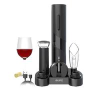 AIKARO - Sacacorchos Eléctrico Abrebotellas Automatico Electrónico (Set con Base, Recargable)