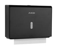 AIKE Dispensador Papel Secamano Pared Uso Comercial, 200+ Hojas para Pliegue Z y Toallas Multifold 25.4x7.8 cm, Dispensador de Papel de Manos AK5102, Negro