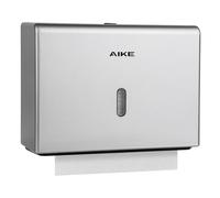 AIKE Dispensador Papel Secamano Pared Uso Comercial, 200+ Hojas para Pliegue Z y Toallas Multifold 25.4x7.8 cm, Dispensador de Papel de Manos AK5102, Plata
