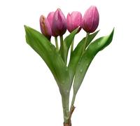 Aikeis 5 tulipanes simulados, el ramo de tulipanes nunca se desvanece y se siente realista, adecuado para el hogar, sala de estar, decoración de mesa (morado claro)