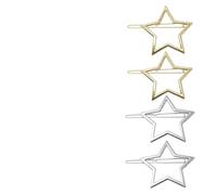 Aikeis Confezione da 4 fermagli per capelli con stelle in metallo per donne e ragazze Accessori per capelli alla moda semplici e chic Accessori per capelli semplici (Oro, Argento)