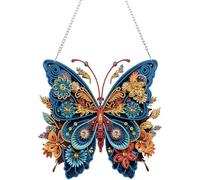 Aikeis Juego de pintura de diamantes, diseño de mariposa azul, cristal, acrílico, piedras preciosas, pintura artística, decoración de panel, kit de decoración de moda