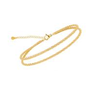 Aikeis Tobillera de oro S925 para mujer, resistente al agua, tobillera de doble capa, regalo de joyería, tobillera de moda para mujer (dorado), L, Acero aleado, No es una piedra preciosa