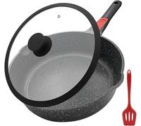 AIKENBBKK Sartén Antiadherente de 28 cm con Tapa de Silicona, 4,3L Aluminio Fundido Sartenes para freír con mango extraíble, Apta para todas las placas, Apta para horno y lavavajillas (Negro)