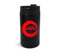 Aikido Artes Marciales Rising Sun Kanji Taza de viaje, vaso de viaje, taza de café aislada, taza portátil