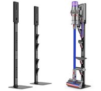 AIKOLZON Soporte de aspiradora para aspiradoras inalámbricas Dyson, color | Base de suelo independiente sin taladrar con ganchos plegables, base de acero al carbono y gestión de cables para un