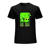Aikon BFB Leafy Battle For Dream Island Bfdi T-Shirt Graphic tee Printed Top Mens Black Shirt S