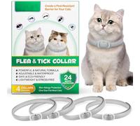 AIKUWWOIRQIA Collar Antiparasitario Gatos, Antipulgas Gatos 4 Piezas con 24 Meses de Protección Efectiva, Tratamiento de Pulgas Gato, Impermeable, Ajustable, para Gatitos, Gatos Grandes