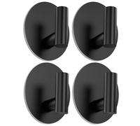 Aikzik 4 Piezas Ganchos Adhesivos para Pared, Acero Inoxidable, Colgadores Adhesivos Resistentes, Colgador Toallas sin Taladro para Baño Y Cocina - Negro