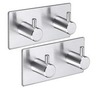 Aikzik Gancho autoadhesivo para albornoz, 2 ganchos, gancho de pared, acero inoxidable, para baño y cocina, sin taladrar