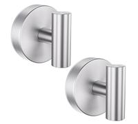 Aikzik Ganchos con ventosa para ducha, baño, cocina, espejo, puerta de cristal, para colgar toallas, albornoces, abrigos, color plateado (paquete de 2)