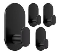 Aikzik Toallero sin taladrar, gancho adhesivo autoadhesivo, 4 unidades para baño y cocina, color negro