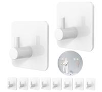 Aikzik Toallero sin taladrar, juego de 10 toalleros de baño de ABS, ganchos adhesivos resistente, ganchos adhesivos duraderos, ideales como ganchos de pared funcionales, color blanco