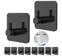 Aikzik Toallero sin taladrar, juego de 10 toalleros de baño de ABS, ganchos adhesivos resistente, ganchos adhesivos duraderos, ideales como ganchos de pared funcionales, color negro