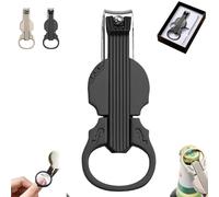 ail Clippers with Magnifying Glass, 2-in-1 Stainless Steel Nail Trimmer with Bottle Opener, Detachable Design, Used As a Bottle Opener, File for Easy NailCare (Black)