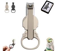 ail Clippers with Magnifying Glass, 2-in-1 Stainless Steel Nail Trimmer with Bottle Opener, Detachable Design, Used As a Bottle Opener, File for Easy NailCare (Champagne)