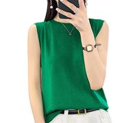 Ailaile Camiseta sin mangas con cuello redondo para mujer, camiseta de verano con forro interior fino de lana, Verde, XL
