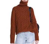 Ailaile Suéter de Lana de Cachemira para Mujer, Cuello de Tortuga Grueso, suéter de Punto Suelto para Mujer - Beige - 42 ES/46 ES Large