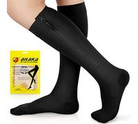 Ailaka Calcetines de compresión con cremallera para hombres y mujeres, 20-30 mmHg, calcetines de compresión médica hasta la rodilla con cremallera, calcetines con cremallera para venas varicosas,