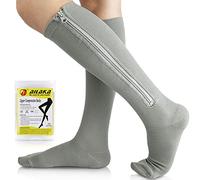 Ailaka Medias de Compresión con Cremallera Médicas para Hombre y Mujer, 15-20mmhg Medias de Contención Clase 1 Médicas, Soporte Gradual, Medias de Compresión, Indicadas para Varices, Edema, gris