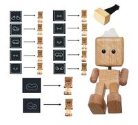 Ailan Adorno de Tablero de Robot Hecho a Mano, para Madera hombrecito Que se Mueve, Figuras para Madera con pies Que se mueven, Hecho a Mano, Haya, Sin Fragancia