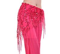 Ailan Belly Dance Hip Bufanda Decoraciones Accesor Bellydance Cadena Cadena Dancing Traje Belleza Belleza Belleza Rendimiento, Rosa Roja