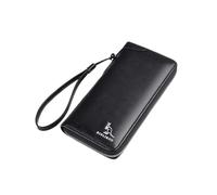 Ailan Cartera con Cremallera Larga, Bolsa para Dinero y crédito, Monedero, Tarjetero, Cremallera para teléfono antirrobo, Gran Capacidad, ama de Llaves de Negocios, Negro
