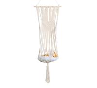 Ailan Cesta de macramé para gatos, ideal para colgar en la pared, para interiores y exteriores, que proporciona un lugar acogedor para tomar el sol y embellece cualquier habitación. Cama columpio para