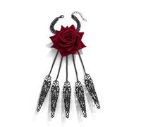 Ailan Collar de perlas rojo sangre, conjunto para mujer, estilo perla rojo sangre. Fácil de limpiar, resistente a la oxidación. Carnaval, fiestas, negro, tres