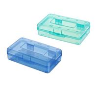 Ailan Estuche Grande de plástico Transparente para lápices, 2 Unidades, para Guardar lápices de crayones, 20,3 x 12,2 x 5,9 cm, para niñas, Azul+Verde